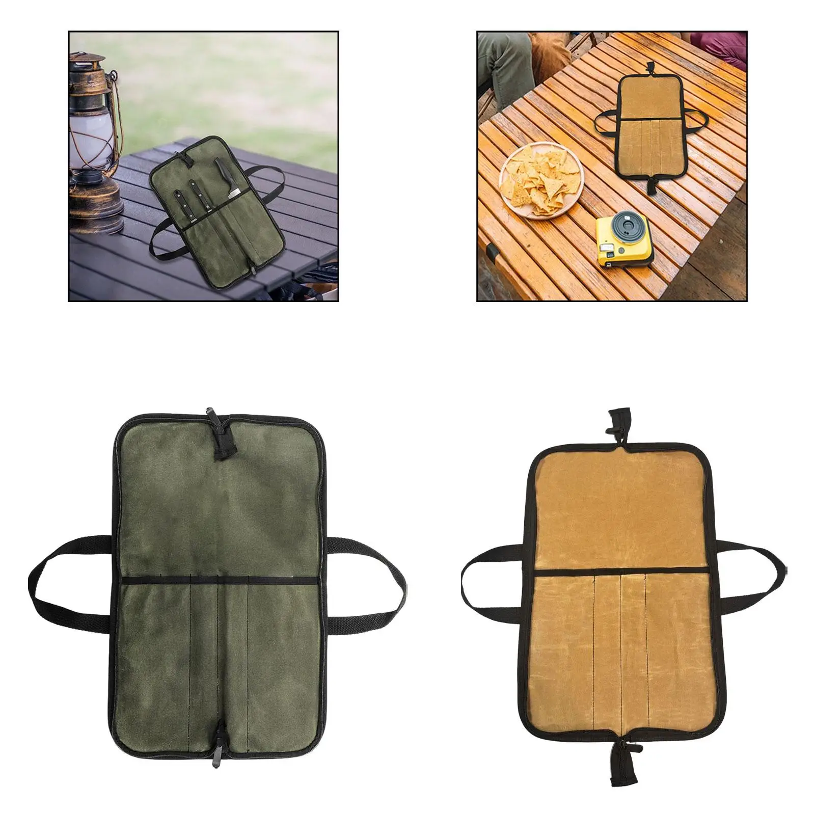 

Canvas Chef Knife Roll Bag Pouch Holder with Handle Supplies Knife Storage Case Knife Bag for Outdoor Activities Hiking