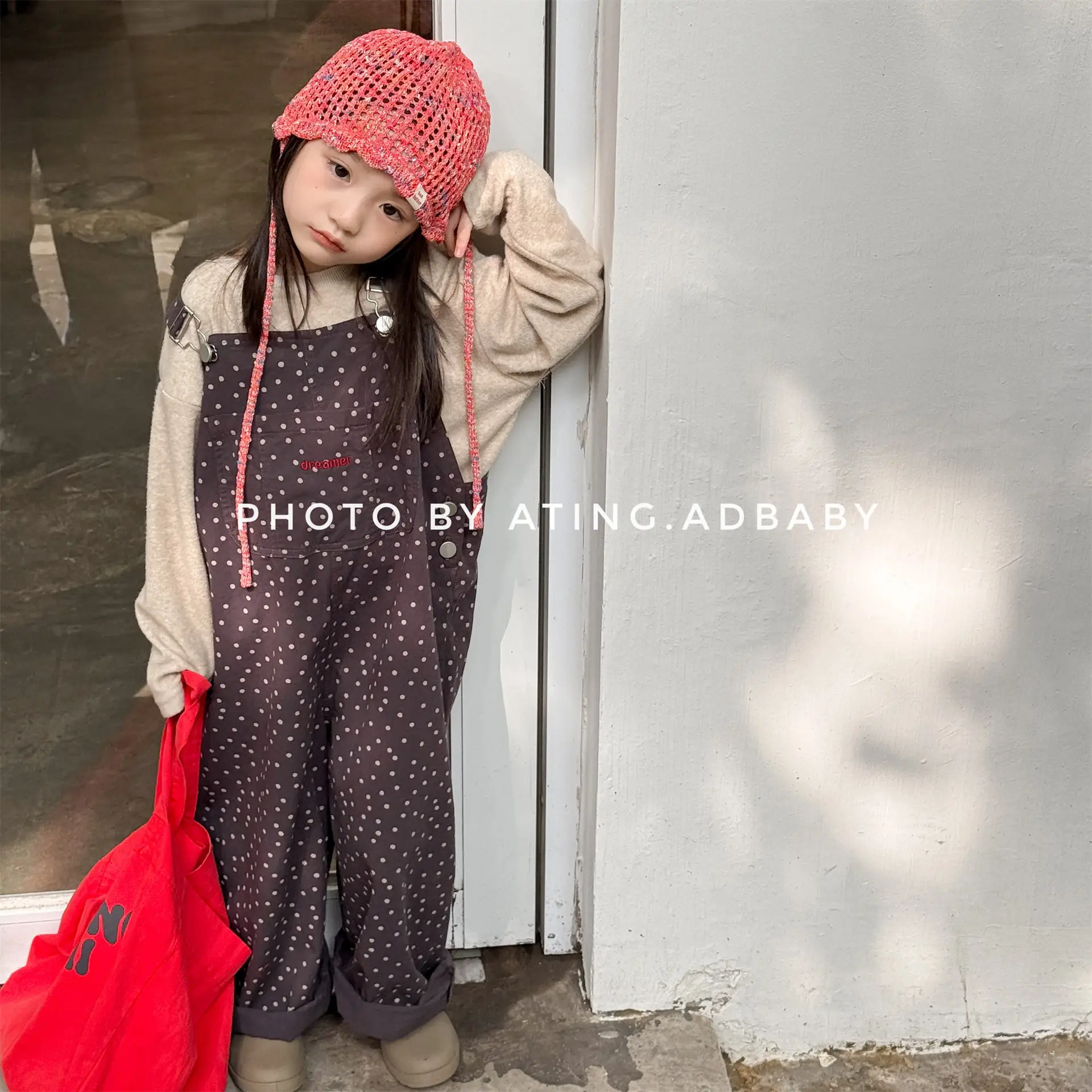 

Girl Pants 2025 Autumn New Childrens Clothes Korean Style Girl Baby Fashion Letter Embroidery Overalls Strap Pants Casual Simple