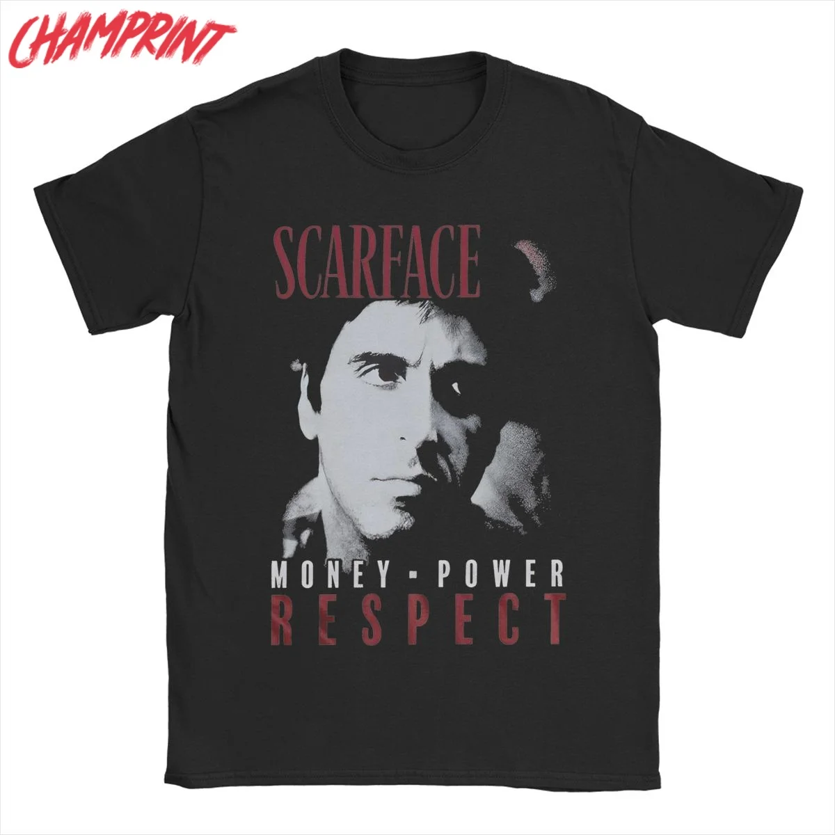 Scarface Money Power Respect T-Shirt for Men Movie Vintage Cotton Tee Shirt Crewneck Short Sleeve T Shirts Gift Idea Clothes