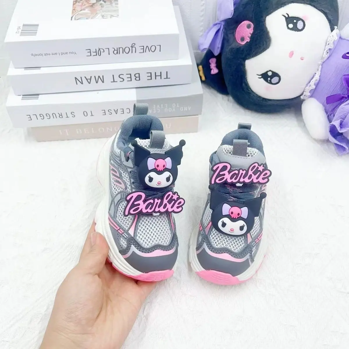 

Kawaii Sanrio Anime Kuromi Children Mesh Hollowed Shoes Cute Cartoon Breathable Sports Sneakers Lovely Gifts for Kids