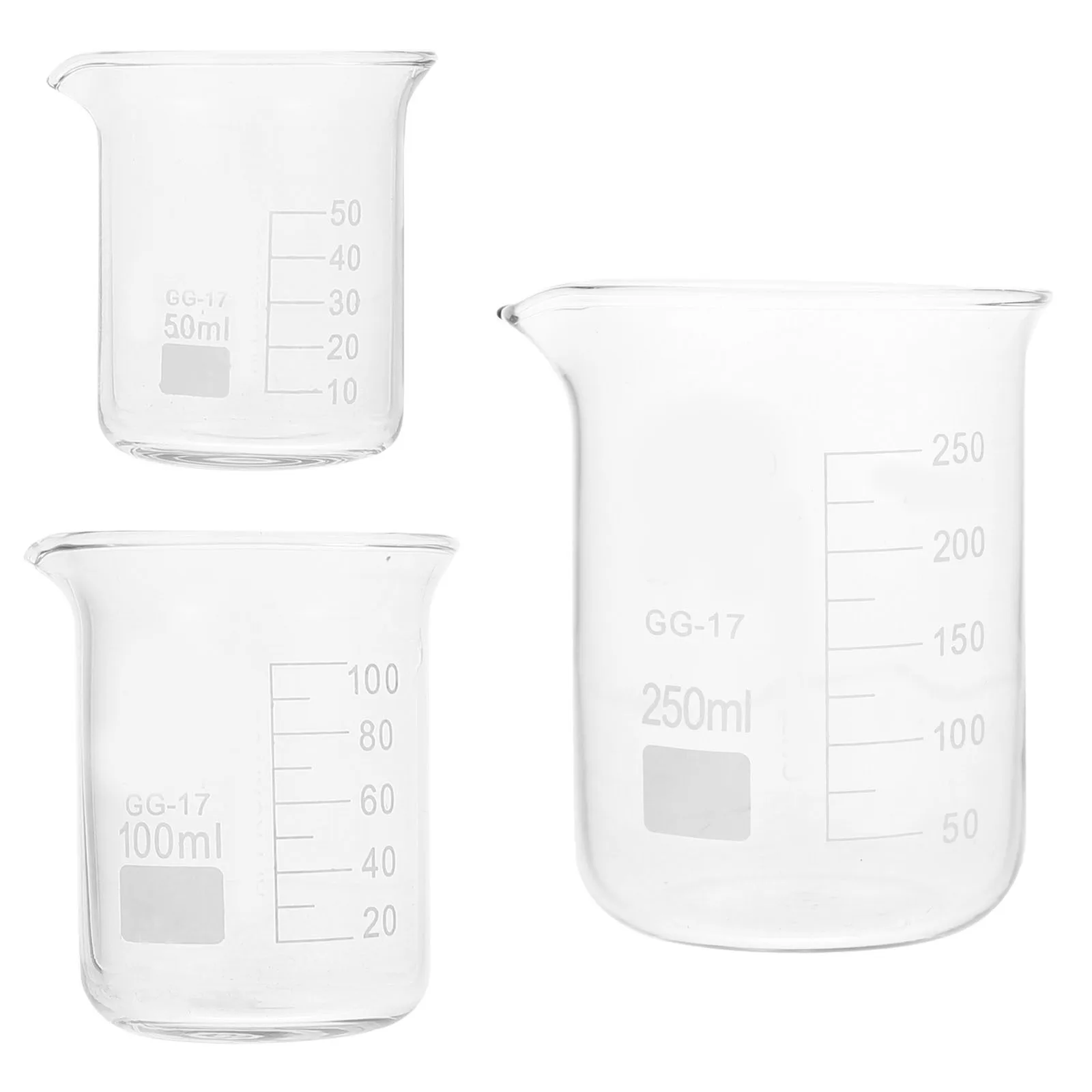 

3Pcs Graduated Glass Beakers Laboratory Measuring Beaker Heat Resistant Clear Scale with Spout for Educational Science