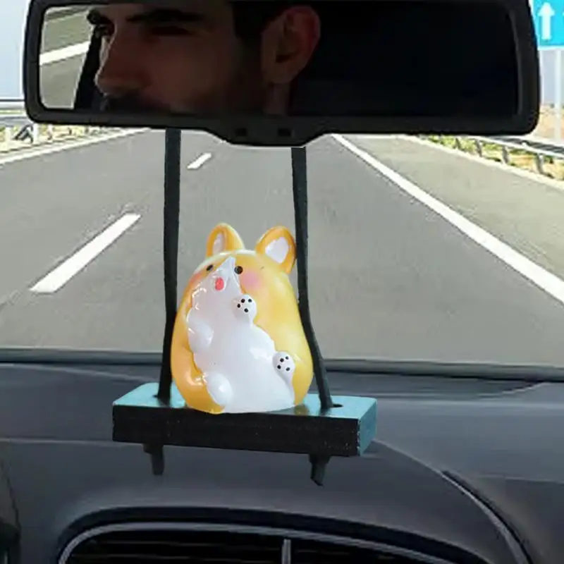 Bonito adorno oscilante para coche, adorno oscilante de resina para cachorro, adorno para coche, colgante de Animal de aspecto retrovisor para camión para evitar el aburrimiento