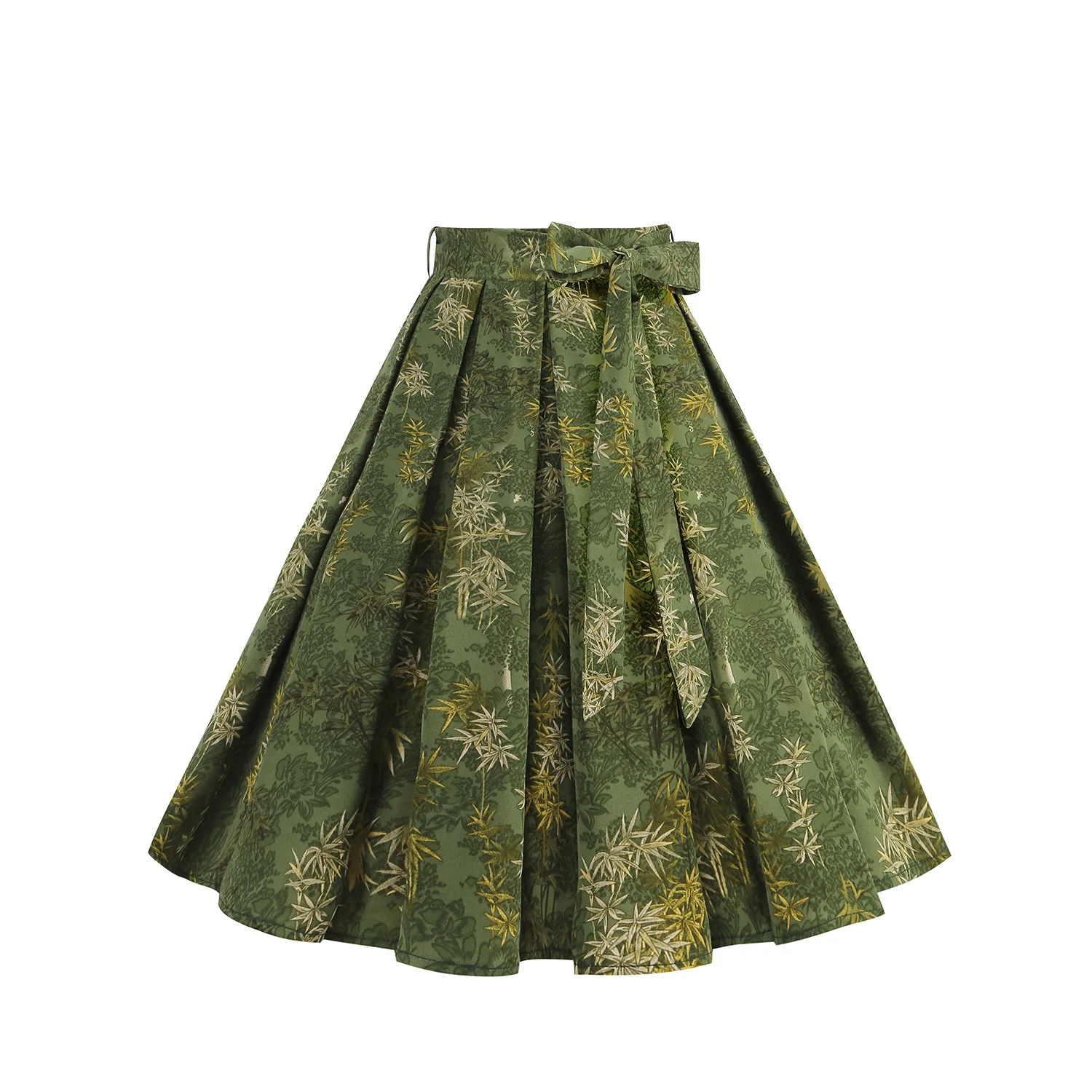 Vintage Temperament Printed Strappy High Waist Slim Skirt