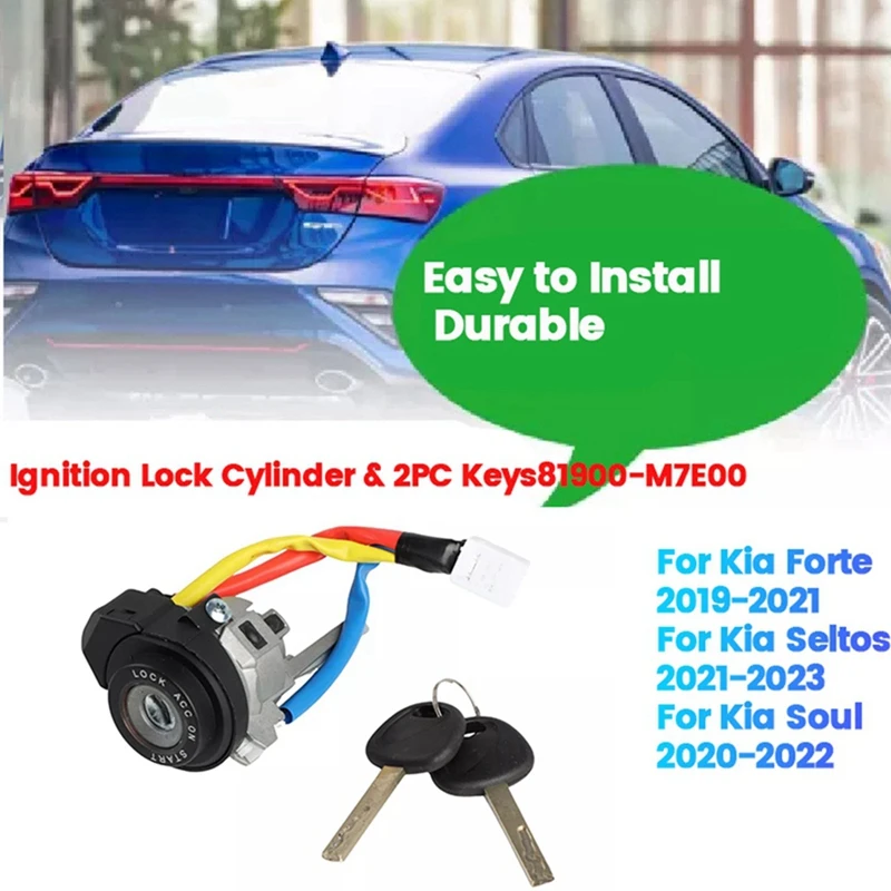 Car Door Ignition Switch Lock Cylinder With 2 Key 81900-M7E00 For Kia Seltos Soul Forte 2019-2023 81991-35240 81900M7E00