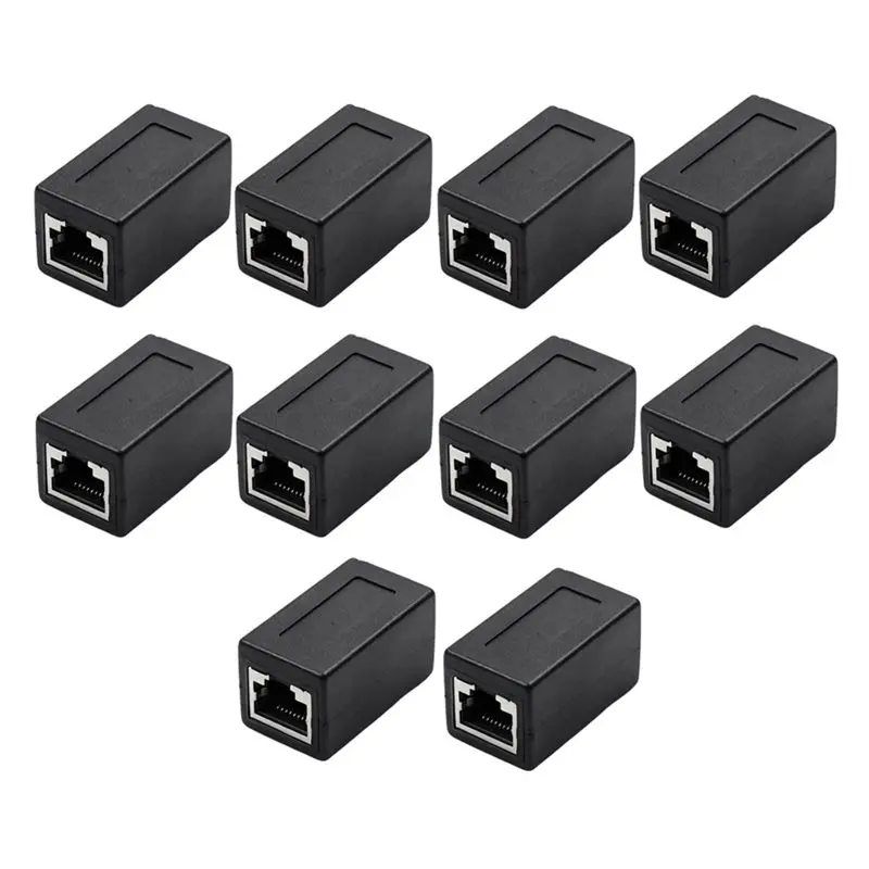 B92B-Ethernet Cable Expansion Converter Adapter 10PCS RJ45 100Mbps Network LAN Connector Coupler Extender