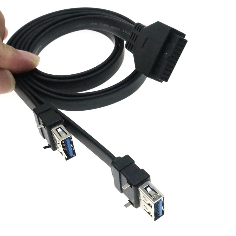 0.6m High Speed Front Panel Cable Adapter 20Pin to 2 Port USB 3.0 with Fixed Foot for PC Desktop Computer Case Chassi