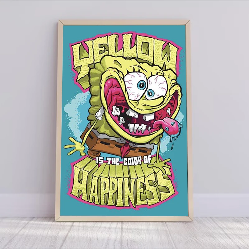 Painting on Canvas Wall Art SpongeBobs Cartoon Children's Poster Decor for Room Decorative Paintings Home Accessory Decorations