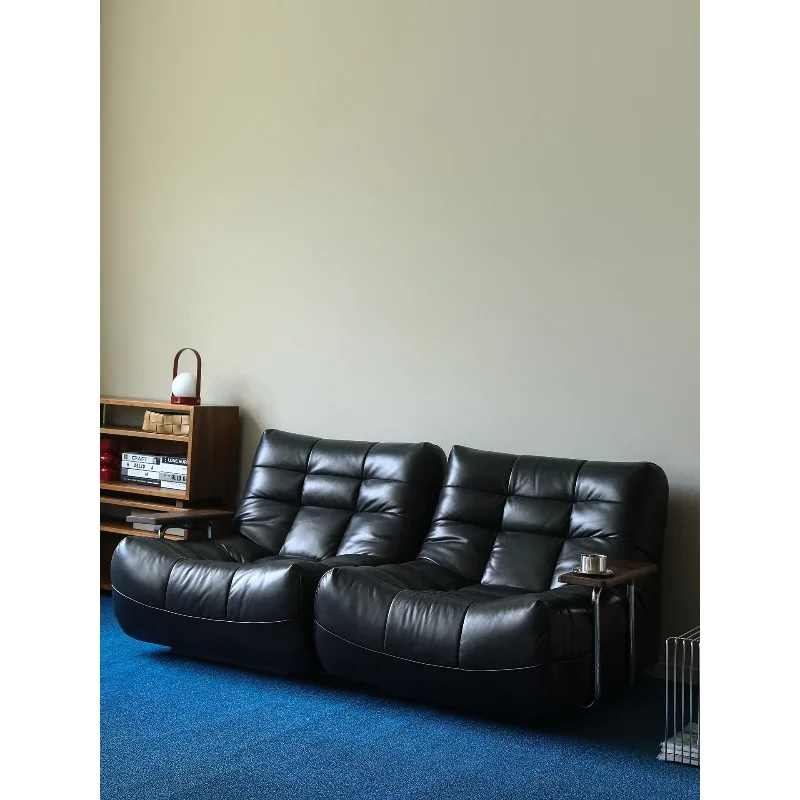 Sofa, medieval Bauhaus leather, oil wax leather, zero against the wall, adjustable electric function sofa