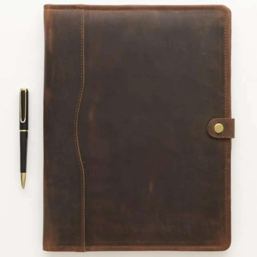 

Leather Portfolio - Professional Portfolio Organizer Resume Folder Leather Padfolio for Men and Women Business Portfolio with c
