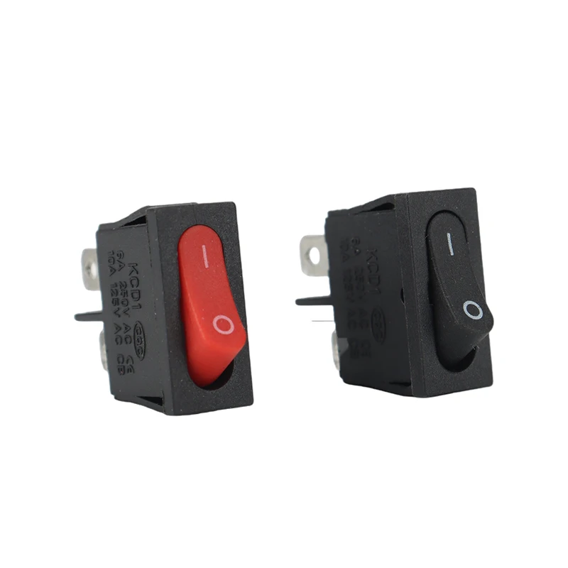 5Pcs 10x22mm KCD1-110 Schwarz Super Dünne Rocker Switch NO/OFF 2 Pin Kleine Instrument Power schalter