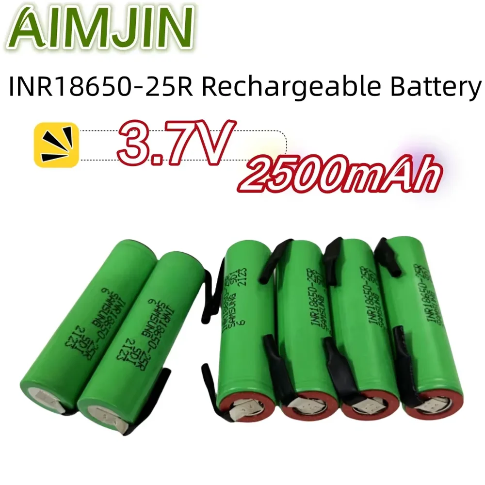 

3.7V 2500mAh Rechargeable Lithium-ion Battery 100% Original INR18650-25R for toys, flashlights, electric drills, etc