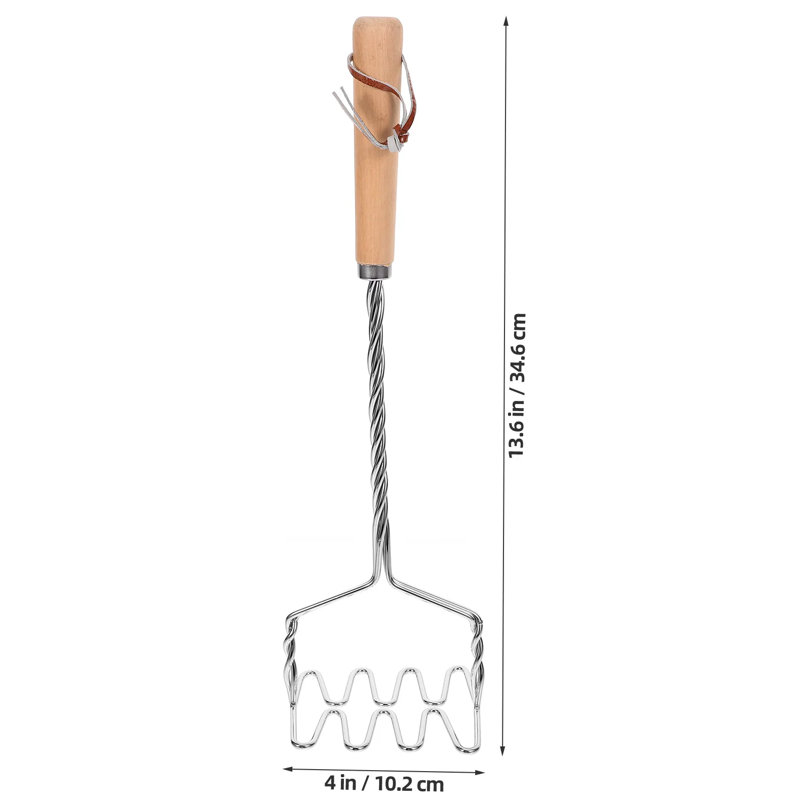 

Wood Handle Stainless Steel Manual Potato Masher Kitchen Tool for Home Restaurant Vegetable Fruit Masher Reusable Crusher