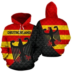Novel Germany Flag Design Pattern Hoodie Men Women Street 3D Printed National Emblem Long Sleeve Coat Top German Fashion Hoodies