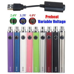 10pcs Evod preriscaldamento a tensione variabile VV Vape Pen eGo 510 batteria filettata 1100mAh per serbatoio Vaper CE4 MT3