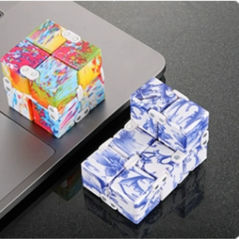 Metal Infinite Magic Cube with Box Anti Stress Fidget Toys Easy Play Hand Spinner Office Cubic Stress Reliever Ship within 24H