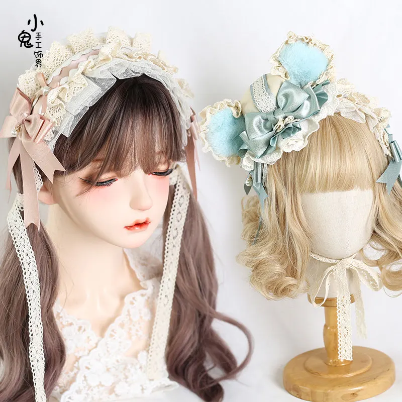 

Original Handmade Angel Bear Hairband Small Accessories Little Hat Sweet Cute Bear Ears Lolita Hanamaru Cosplay Accessories