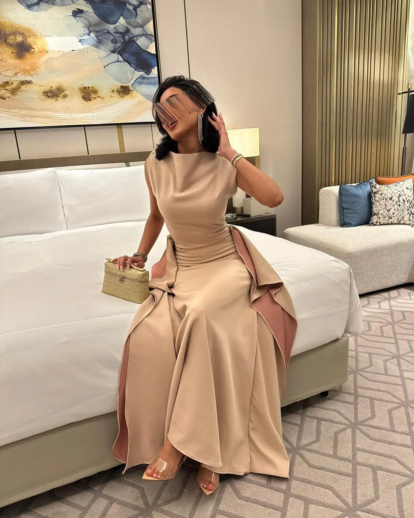 Customized Exquisite Jersey Evening Dress Classic Boat Neck Sleeveless Prom Gowns Elegant Mermaid Floor Length Party Dresses