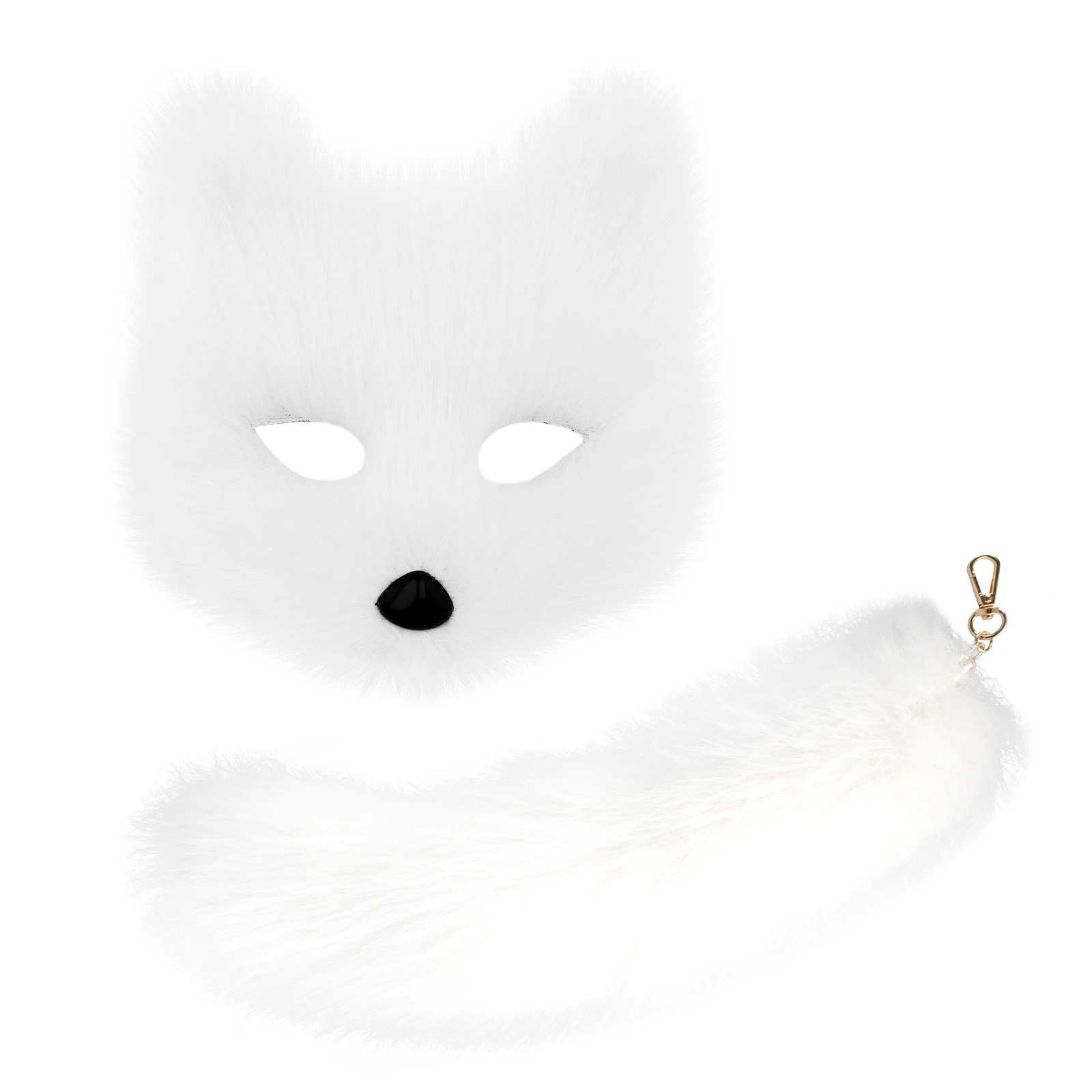 Pelzige Kunstpelz Fuchs Katze Masken Plüsch Schlüsselanhänger Tierschwanz Cosplay Party Kostüm Requisiten – Detail 3