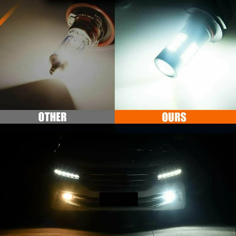 2pcs Car Tuning H11 LED Headlight Bulb Kit High Low Beam DRL Fog Light 55W 6000K 8000LM Security Protection Car Accessories