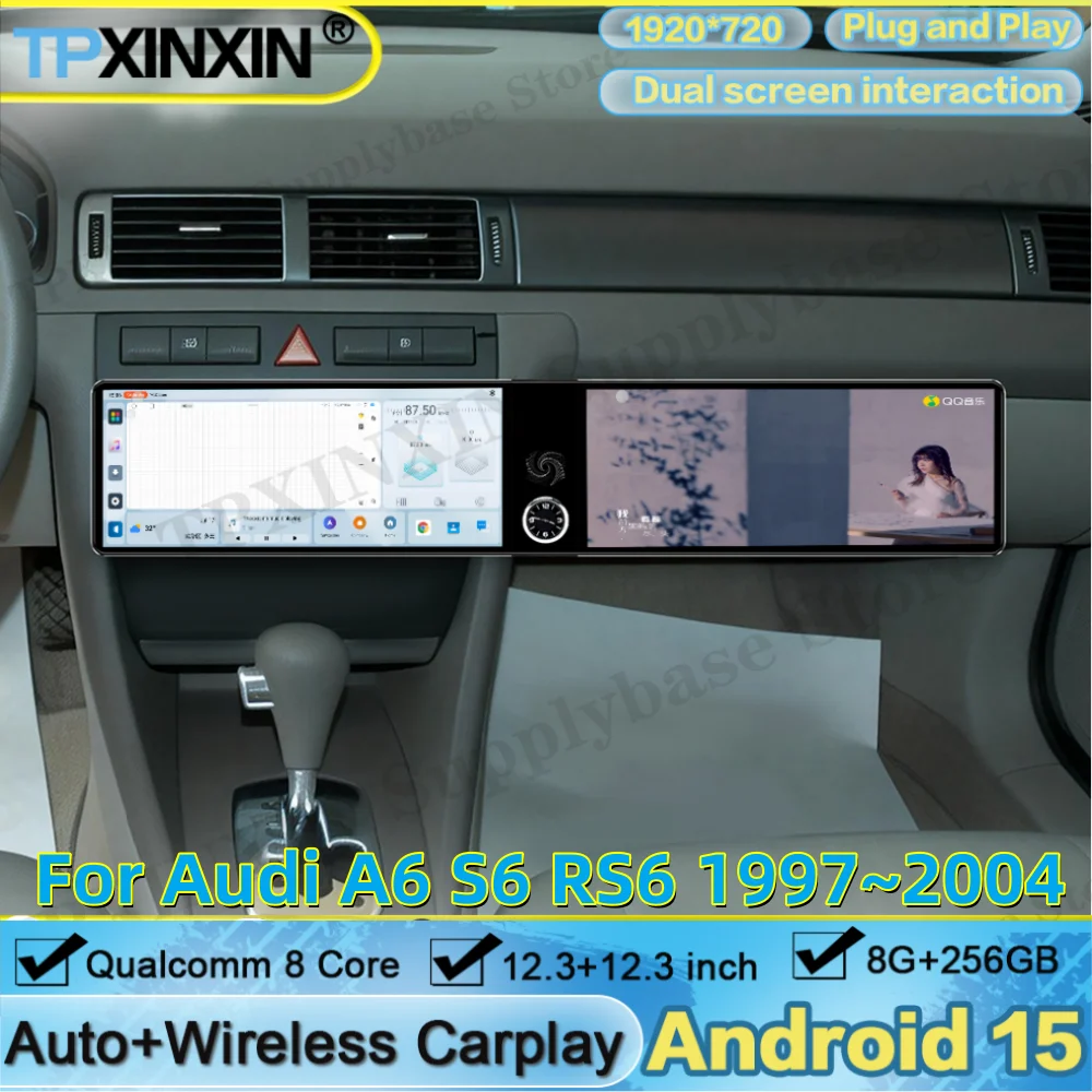 Dual-screen Interaction For Audi A6 S6 RS6 1997~2004 Android Car Radio Multimedia GPS Navigation Video Stereo Screen Head Unit