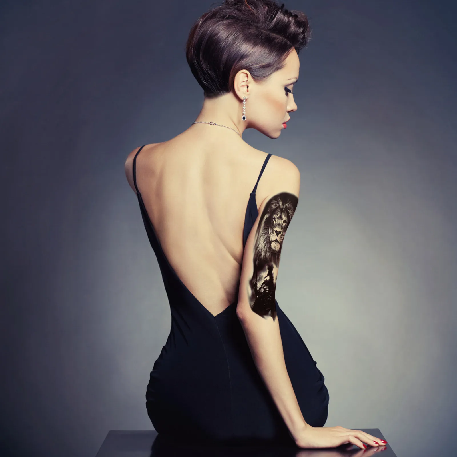 

9 Pcs Full Arm Tattoos Decal Temporary Sleeve Body Sticker Stickers Fake Sleeves