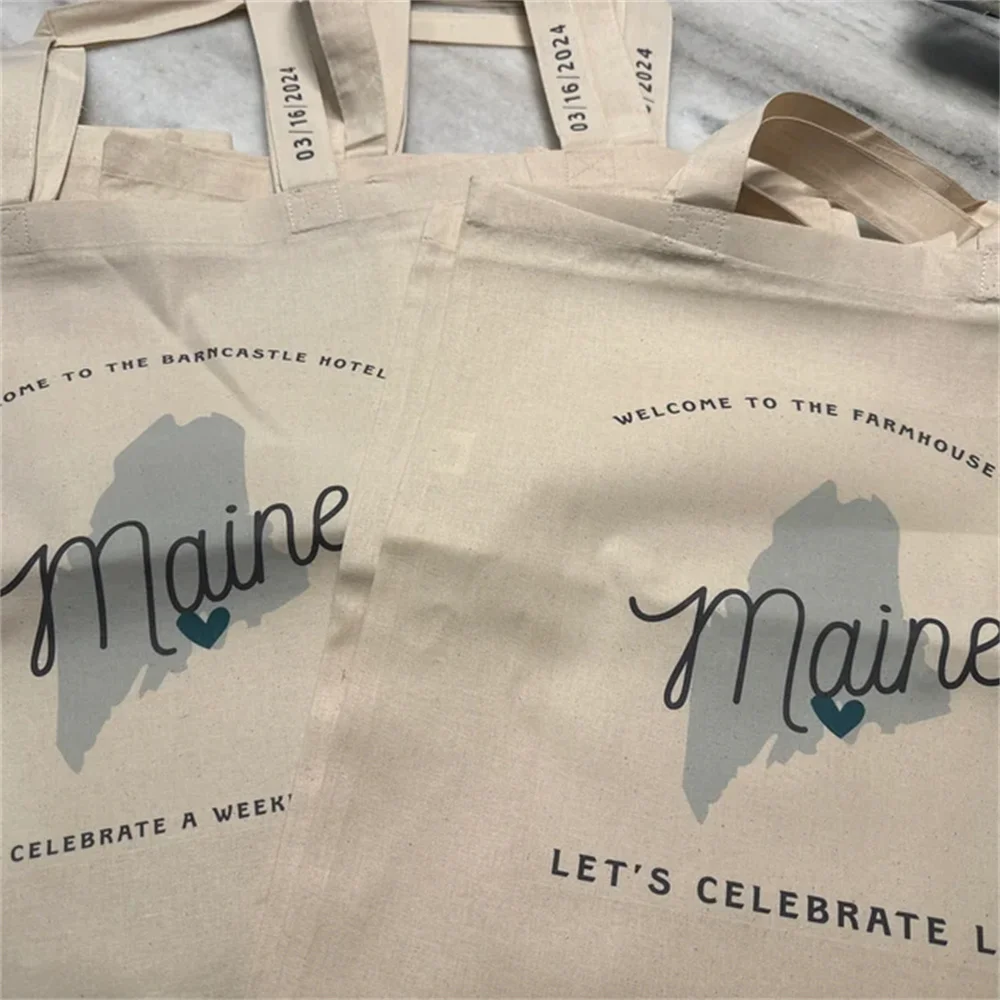 Maine Wedding Tote - Custom Wedding Tote Bag - Maine Wedding Favor - Portland Wedding Tote - Portland Welcome Bag