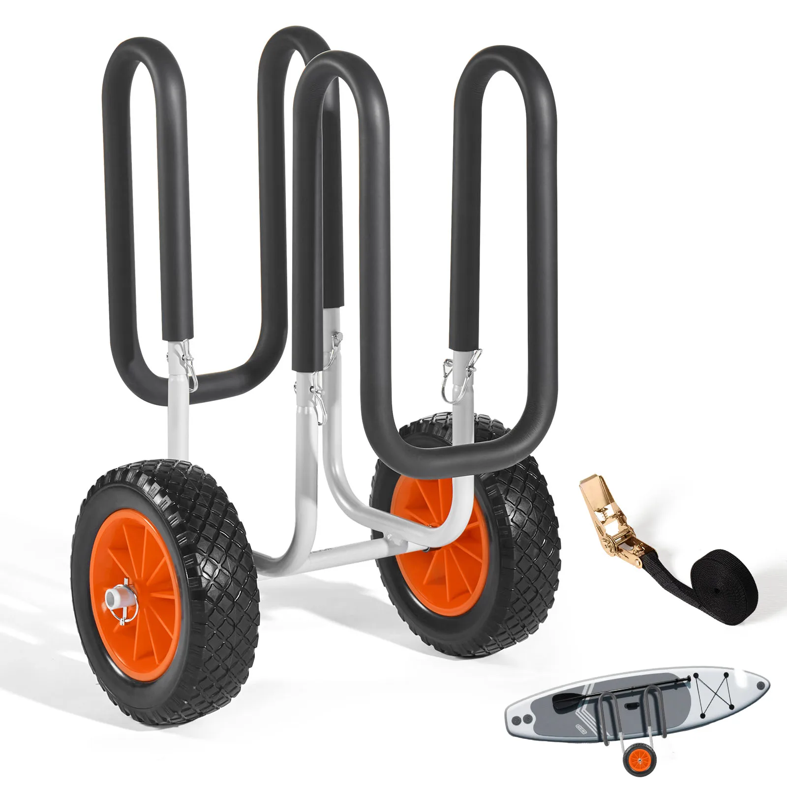 SucceBuy 150 lbs Kayak Cart Stand Up Paddle Board Trolley with 10in Solid Tires Paddle Board Carrier for Surfboard Transport