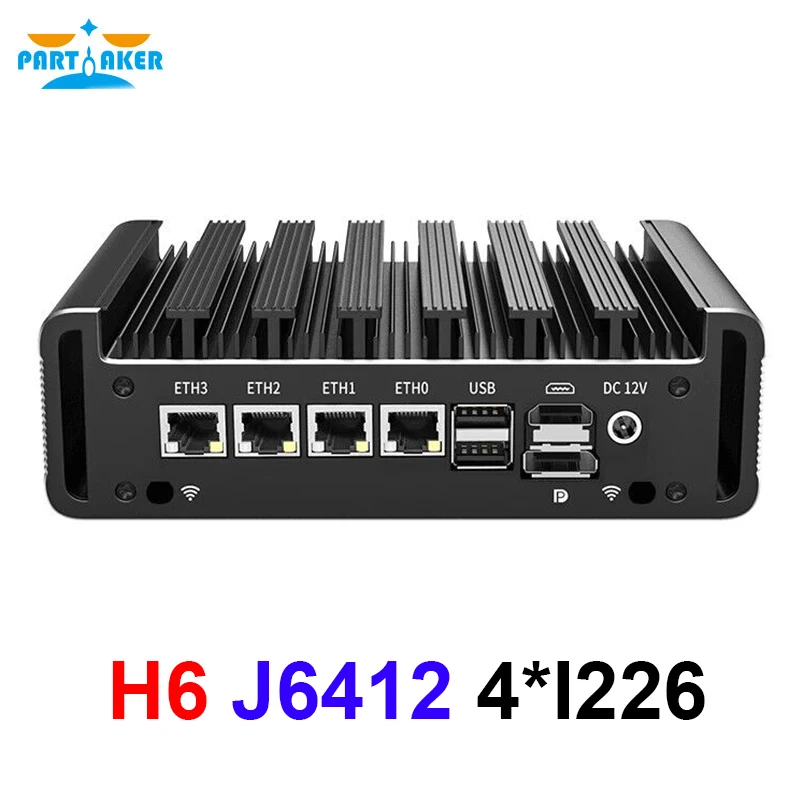 Enrutador suave de 12. a generación, 2,5G, Celeron J6412 Quad Core 4 Intel i226-V 2500M LAN 2xDDR4 NVMe 2xRS232, Mini PC firewall pfSense OPNsens