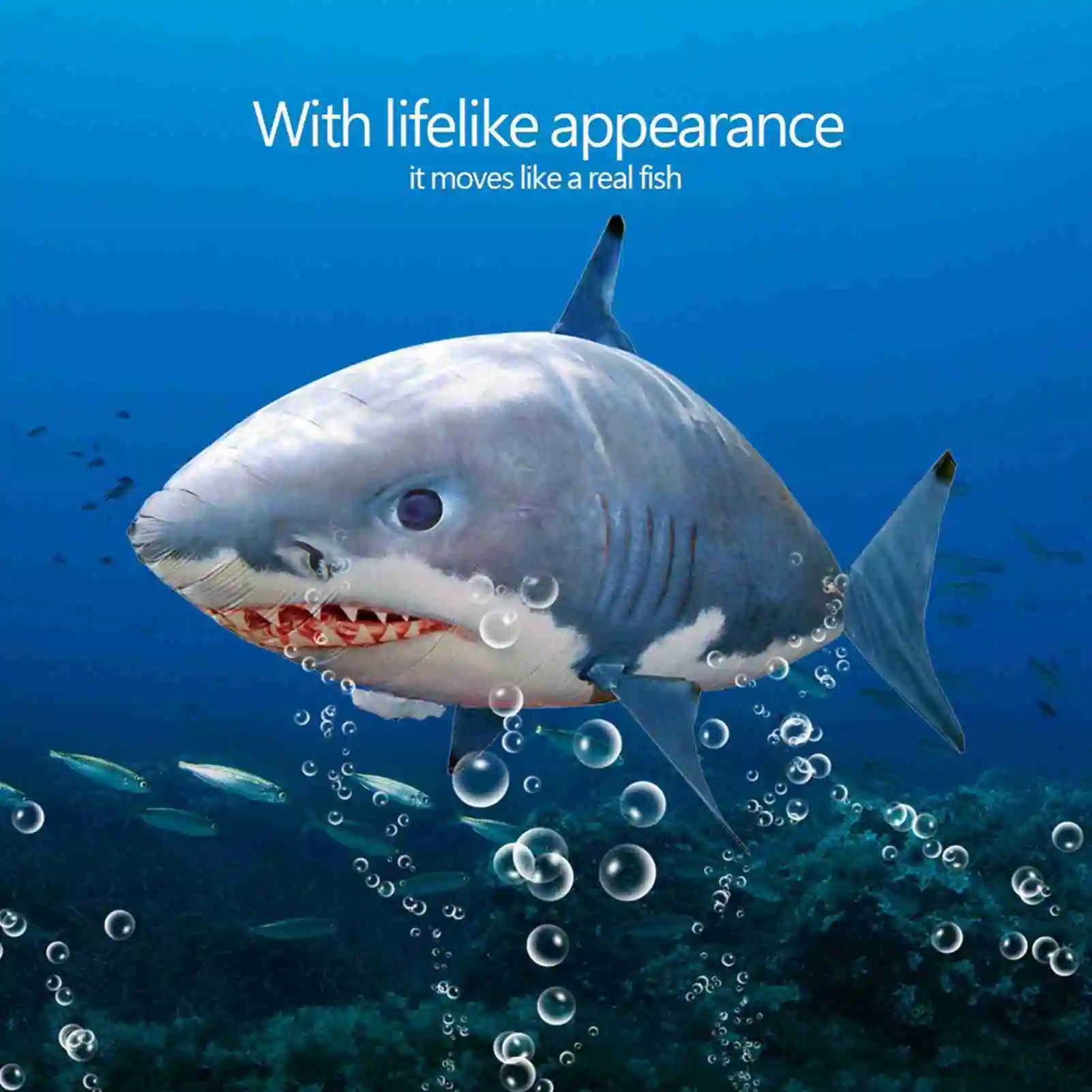 

Blue Inflated RC Flying Shark Balloon Toy - Creative Party Decoration & Home Ornament Kids Gift