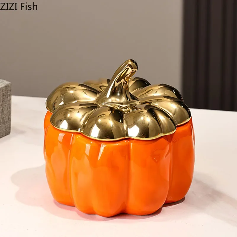 Gold-plated Pumpkin Shape Ashtray Porcelain Ashtrays Smoking Accessories for Weed Creative Home Ash Tray Gifts for Boyfriend