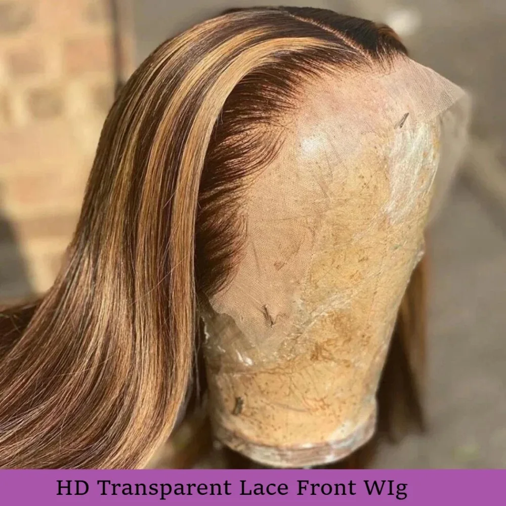 32 Inch P4/27 Highlight Blonde Straight Lace Wigs 200Density 13x4 HD Lace Front Glueless Wigs For Women Free Part Synthetic Wigs