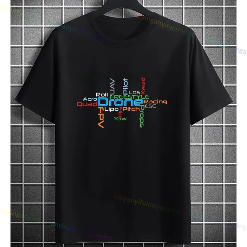 Funny Drone Quad Fpv Racing Freestyle Jargon Graphic T-Shirt Pure Cotton Short Sleeve Casual Sports Tshirt Outdoor Activities