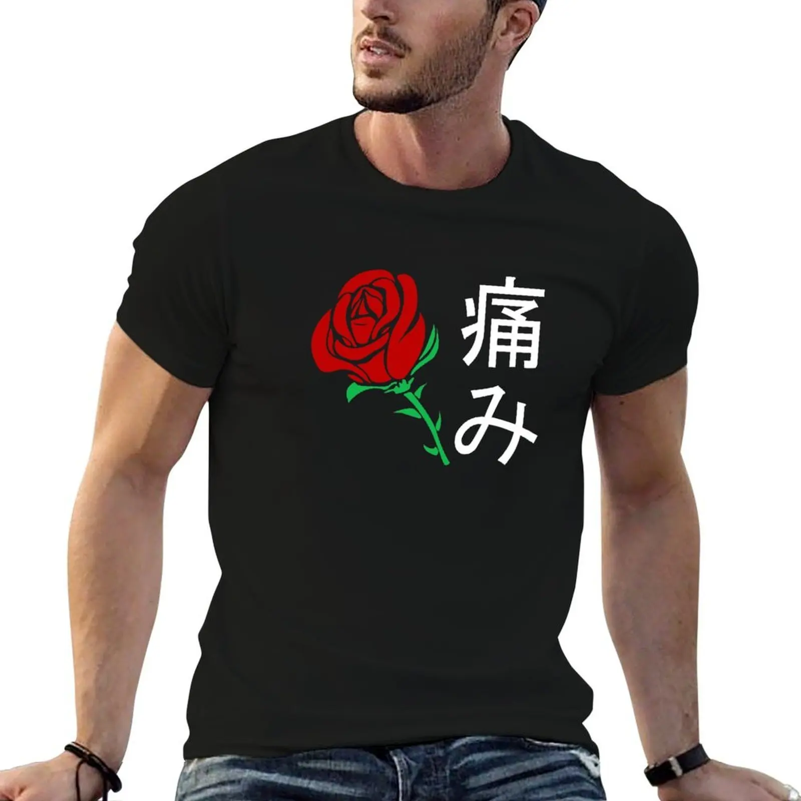 

Japanese Aesthetic Rose T-Shirt cotton t shirts high quality g man t shirts for men t shirt man designer T-shirt