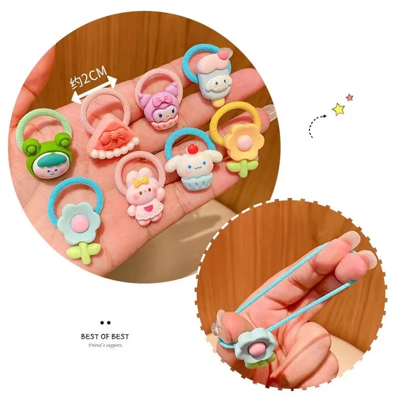 【 10 Piece Set 】 2024 New Small Thumb Ring Baby No Harm Hair Ring Children\'s Cute Rubber Band Girls\' Headdress