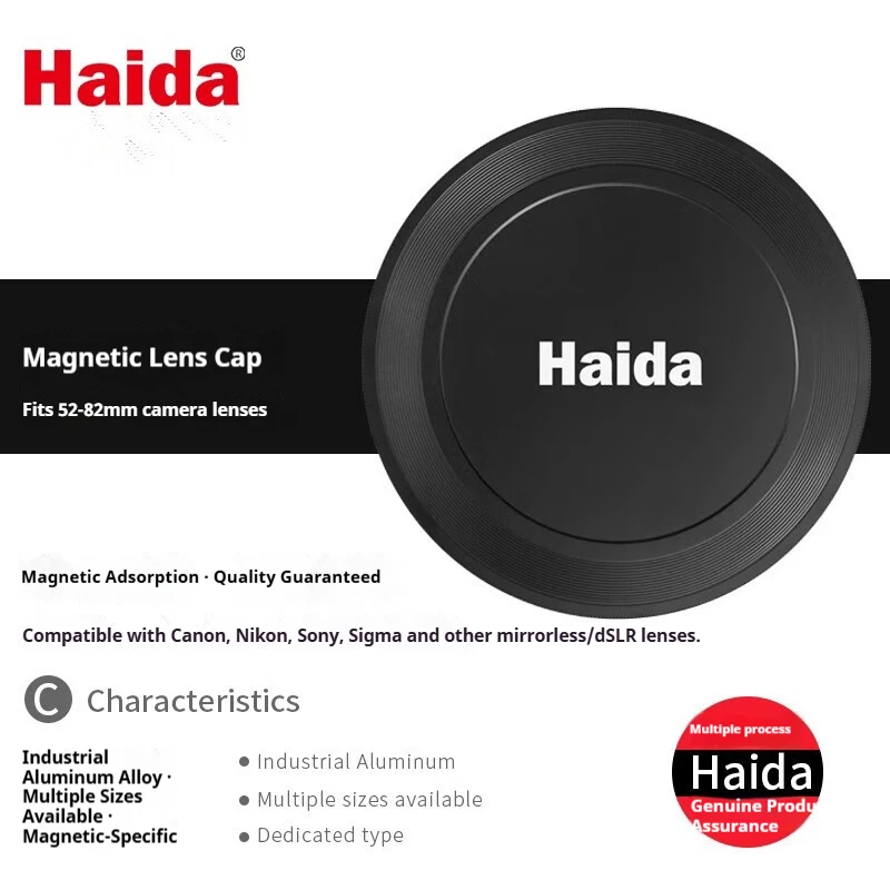 

Haida Magnetic Lens Cap for Canon, Nikon, Sony, Fujifilm, and Other Mirrorless and DSLR Camera Lenses