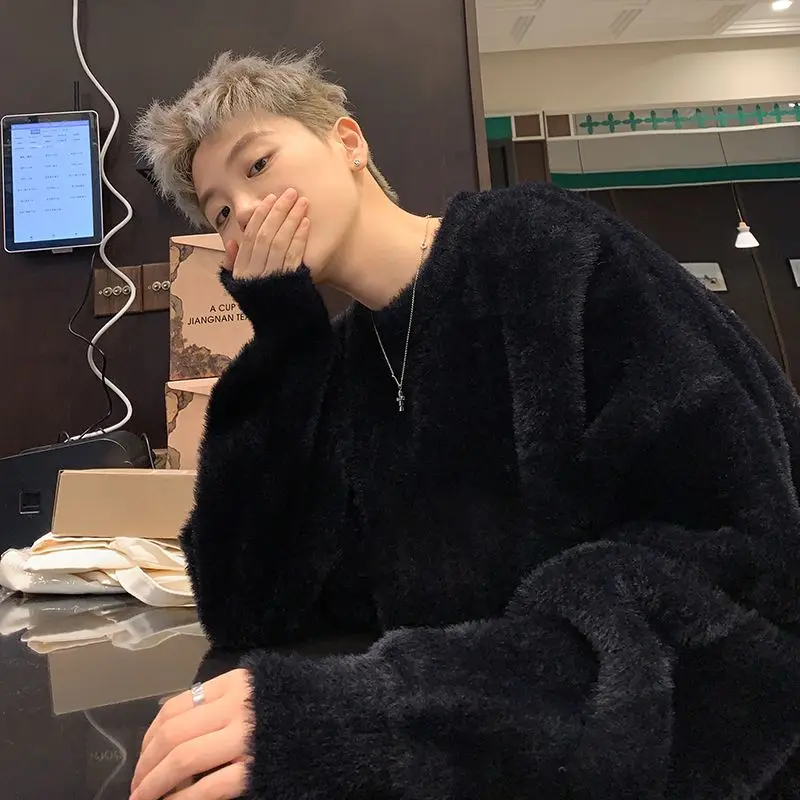 

Cleanfit Men's Knitted Sweater Autumn Winter Bla Fluffy Inner Wear Comfortable Regular Fit Cardigan Sle Polyester Fiber