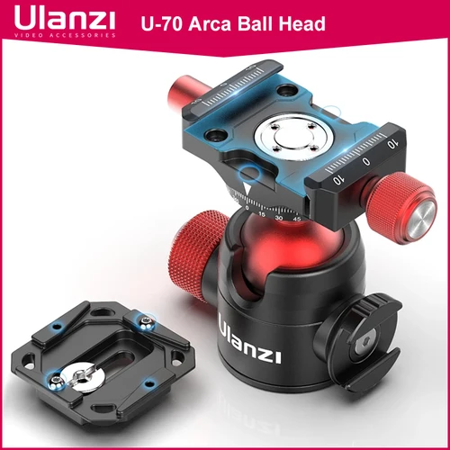 Imagen 1 del producto Ulanzi U-60 U-70 Cabezal de bola de metal Pan Tilt Cabezal de trípode de zapata fría doble Cabezal de trípode Vlog