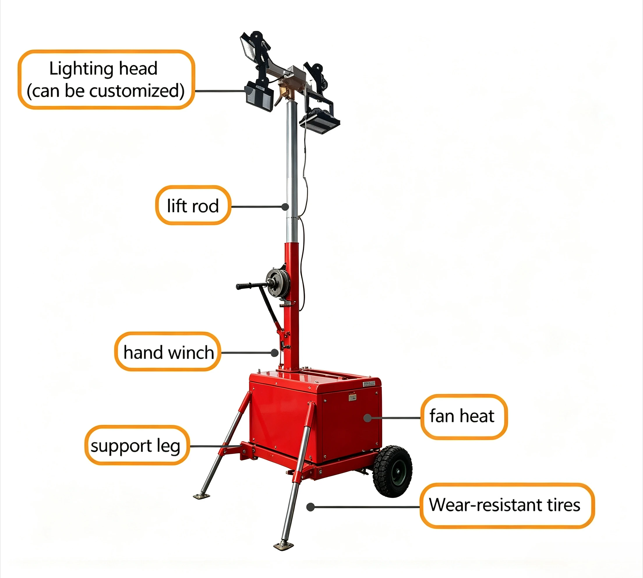 Mobile LED Light Tower for Construction & Mining White IP67 Rated 360 Beam Angle 3-Year Warranty Customized