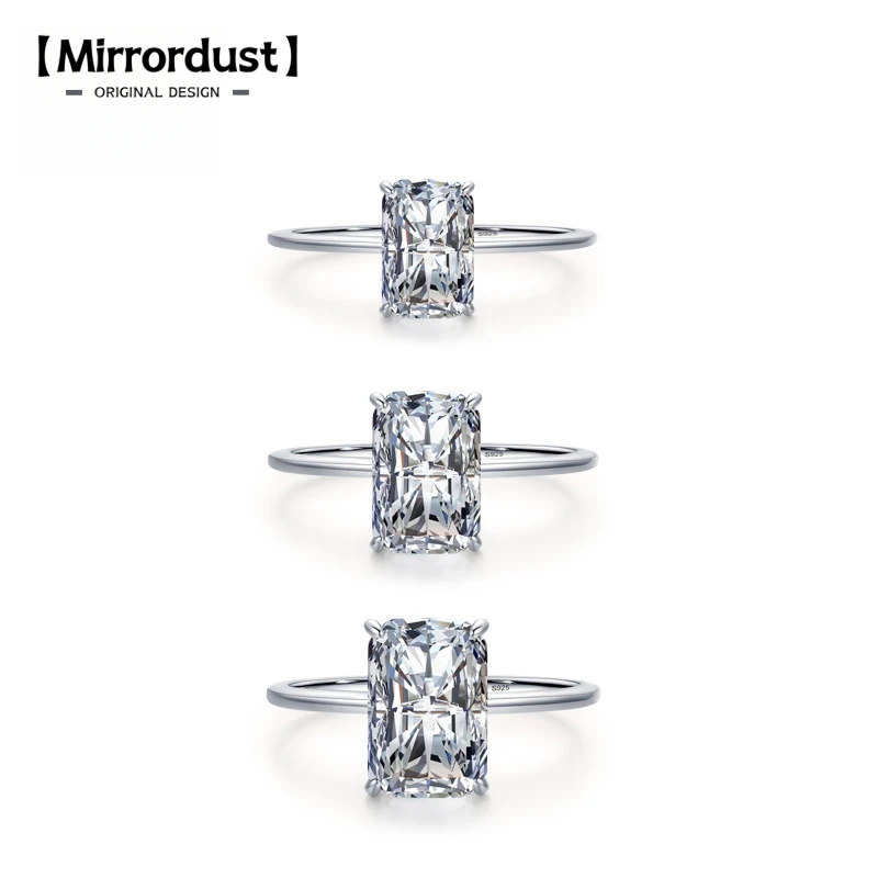 

【Mirrordust】S925Серебряное прямоугольное кольцо с имитацией бриллианта Super Flash для женщин, кольцо в минималистском стиле с закрытым цирконом