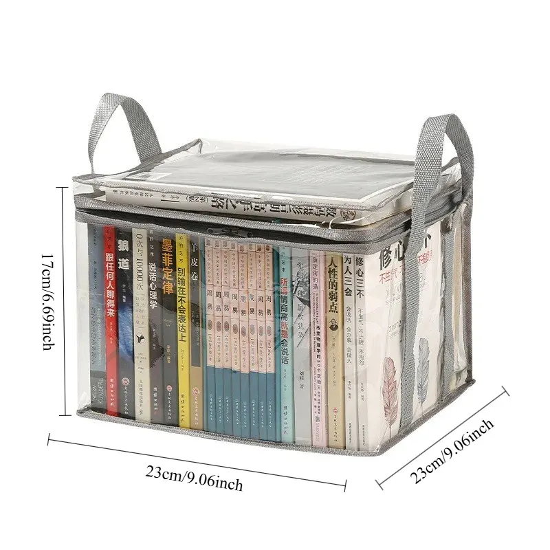 Foldable Book Box, Student Dormitory Classroom Book Organizer, Transparent Waterproof Home Book Storage Box