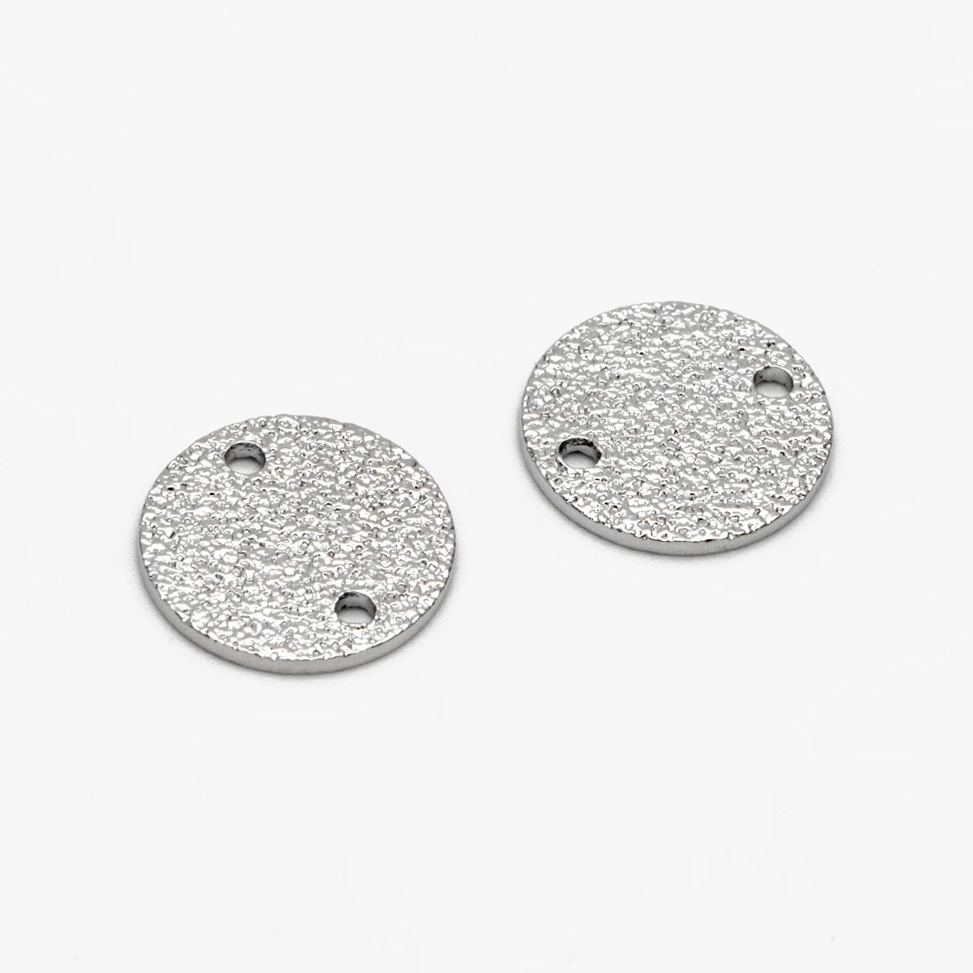 

10pcs Sliver Tone Round Disc Connectors 12mm, Rhodium Plated Brass Coin Disk Charms (GB-3724)