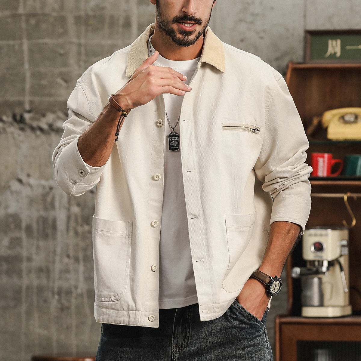 Spring Autumn Coat Men Streetwear Vintage Fashion Loose Casual Plus Size Cargo Jacket Cityboy Coat Outerwear