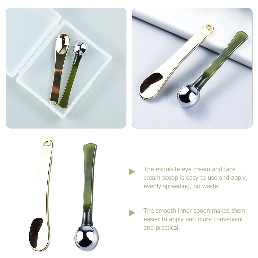 

2Pcs Face Cream Scoop Dig Spoon Adjust Stick Skincare Spatula Mini Tool for Eye Mask Lotion Application Helper