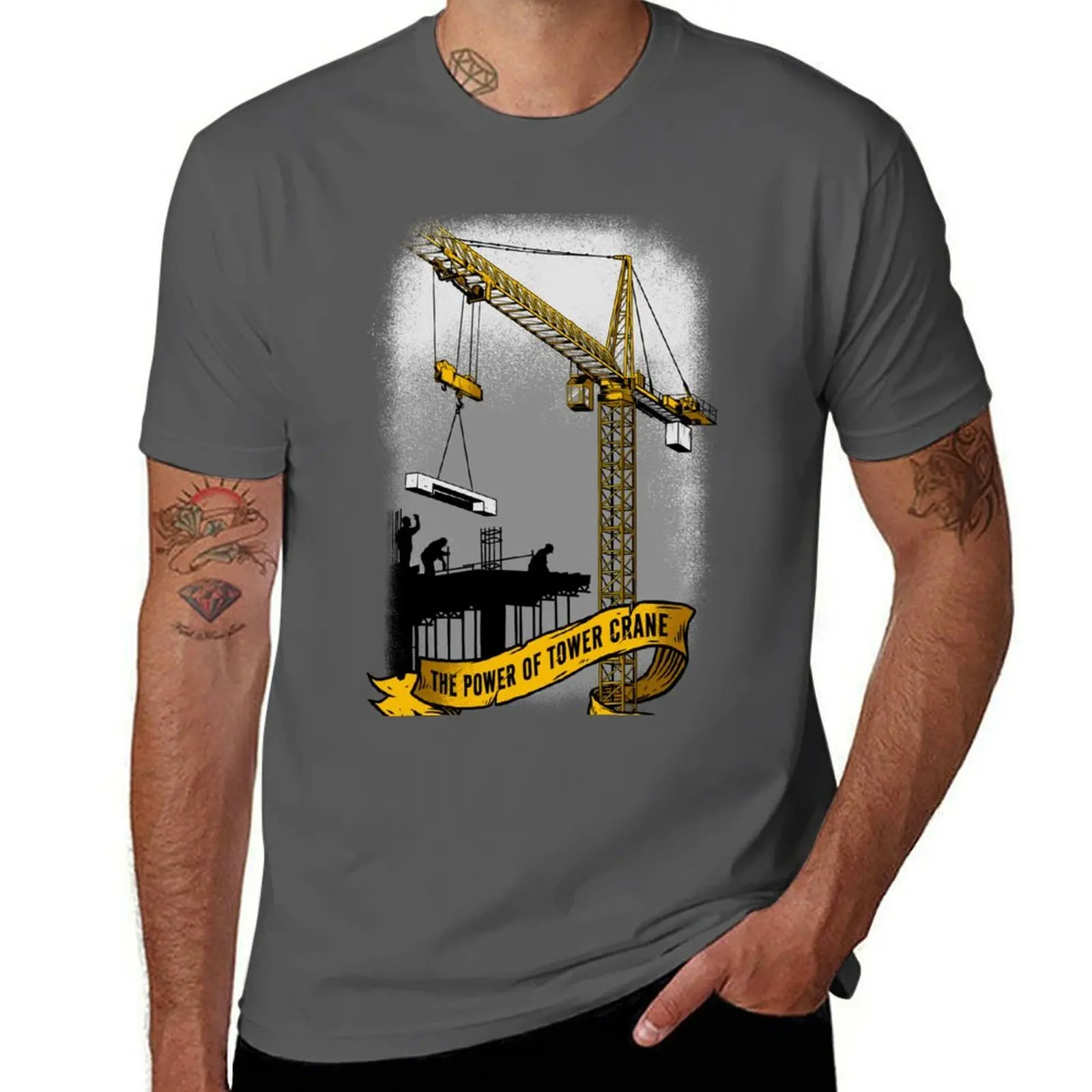 Crane Tower Power The Of T-Shirt Utility Work Short Sleeve Top