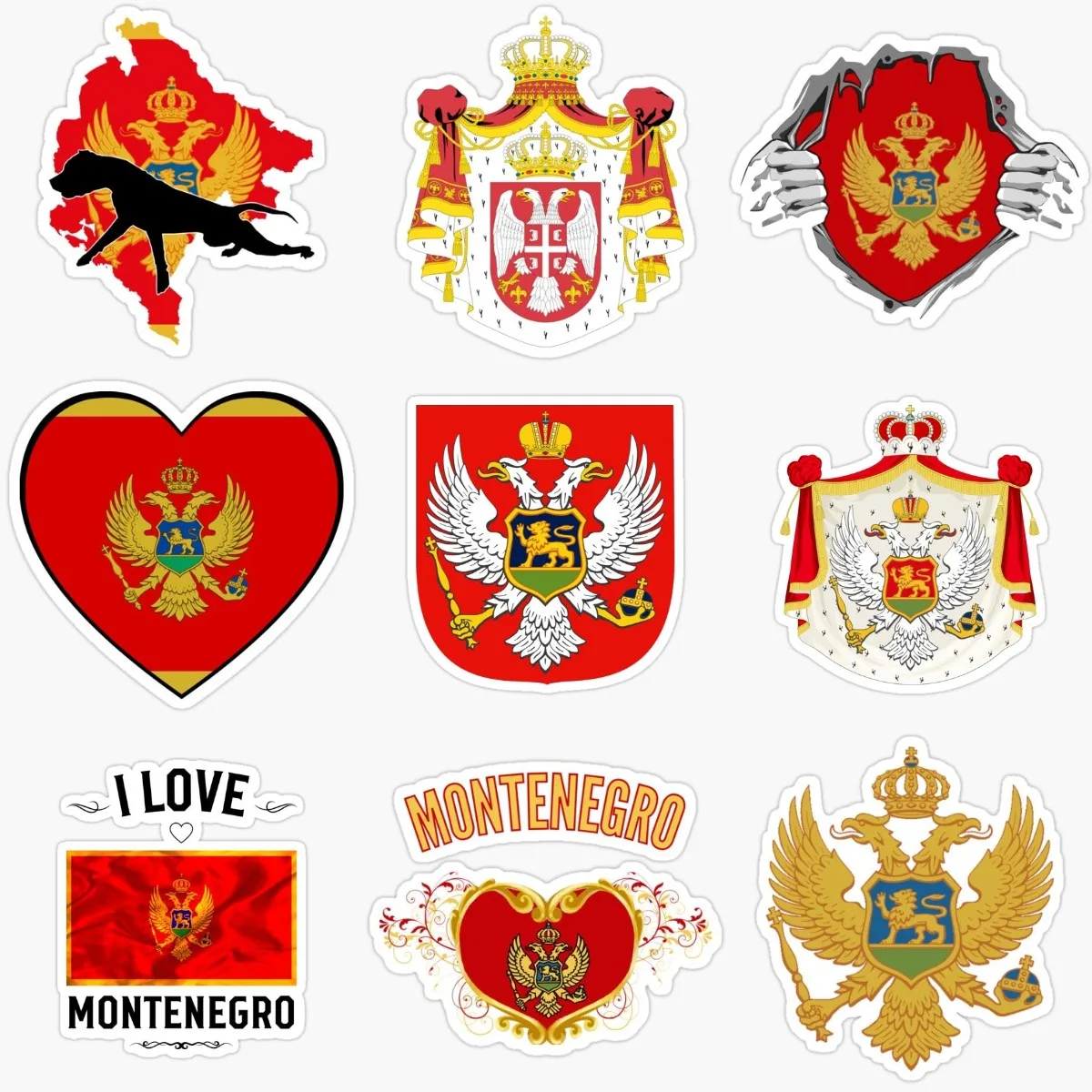 The Flag Emblem and Car Sticker of The Republic of Montenegro Are Suitable Any Smooth Flat Vinyl Self-adhesive Waterproof Decal