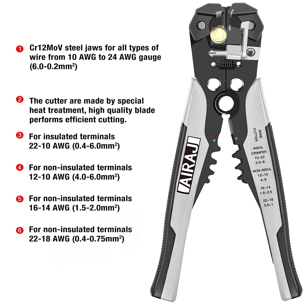 AIRAJ Multifunctional Universal Wire Stripping Pliers Professional Electrician Anti Slip Maintenance  Durable Hardware Tool