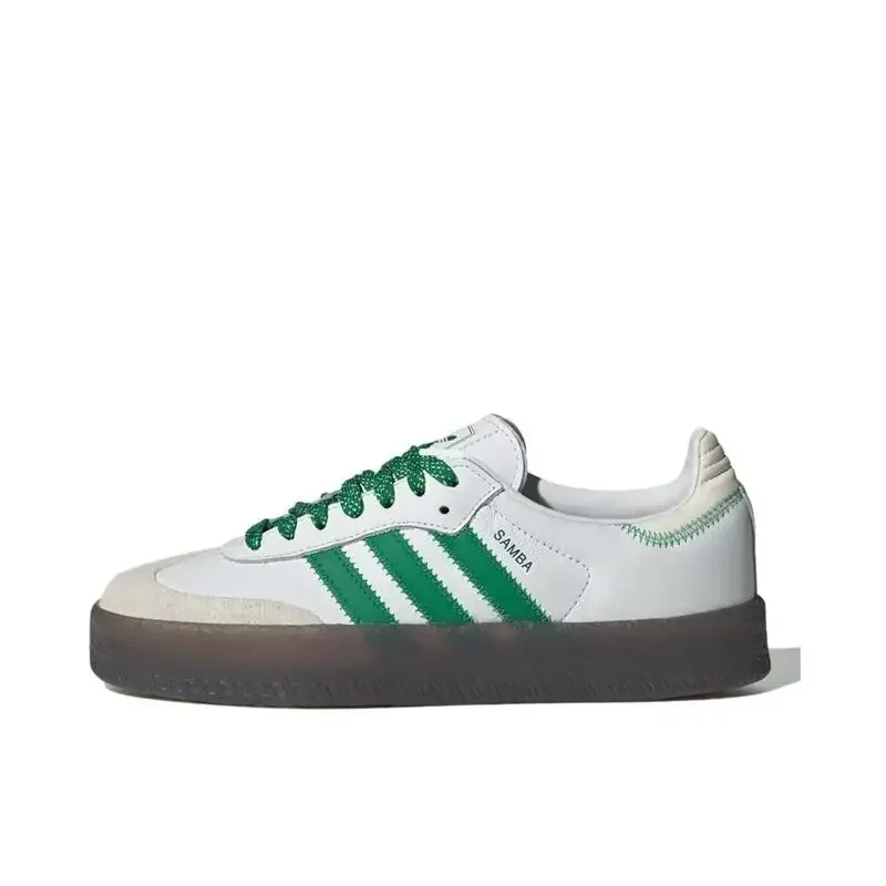 

Adidas Originals Sambae Thick Soled Comfortable Versatile Trendy Daily Board Shoes for Women White Green IE9105