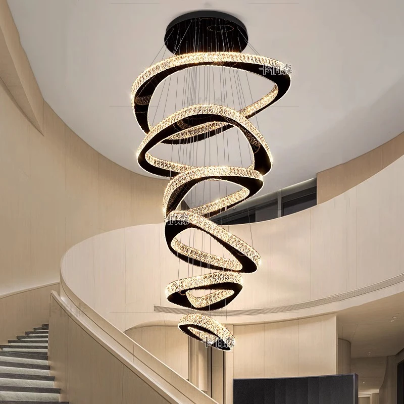 Modern home decoration crystal chandelier, stair Pendant lamp, living room Pendant lights, interior lighting