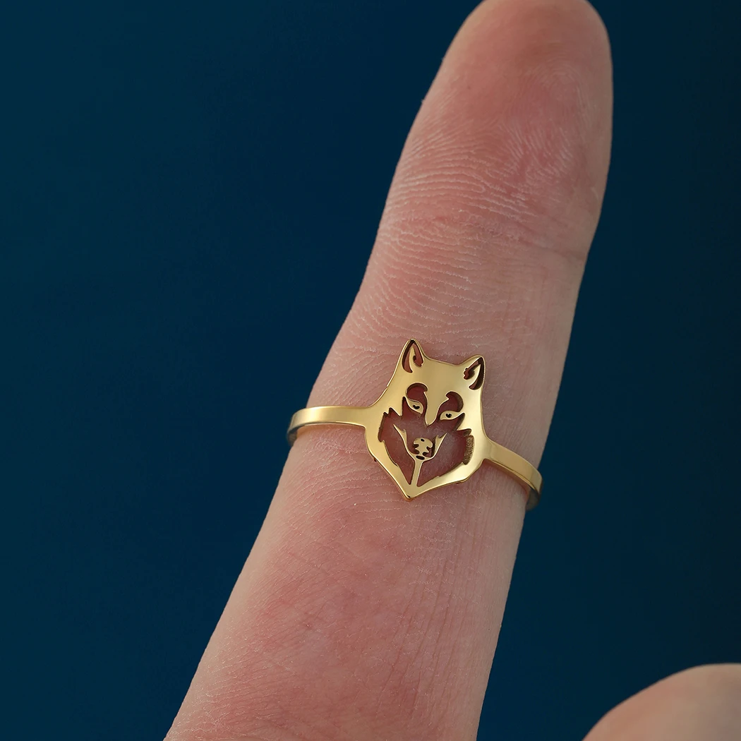 حلقة حزمة الذئب من الفولاذ المقاوم للصدأ ، حلقة ملفات قميص الذئب للرجال والنساء ، حلقة أمامية للذئاب ، رأس الذئب ، فن Svg وحيد