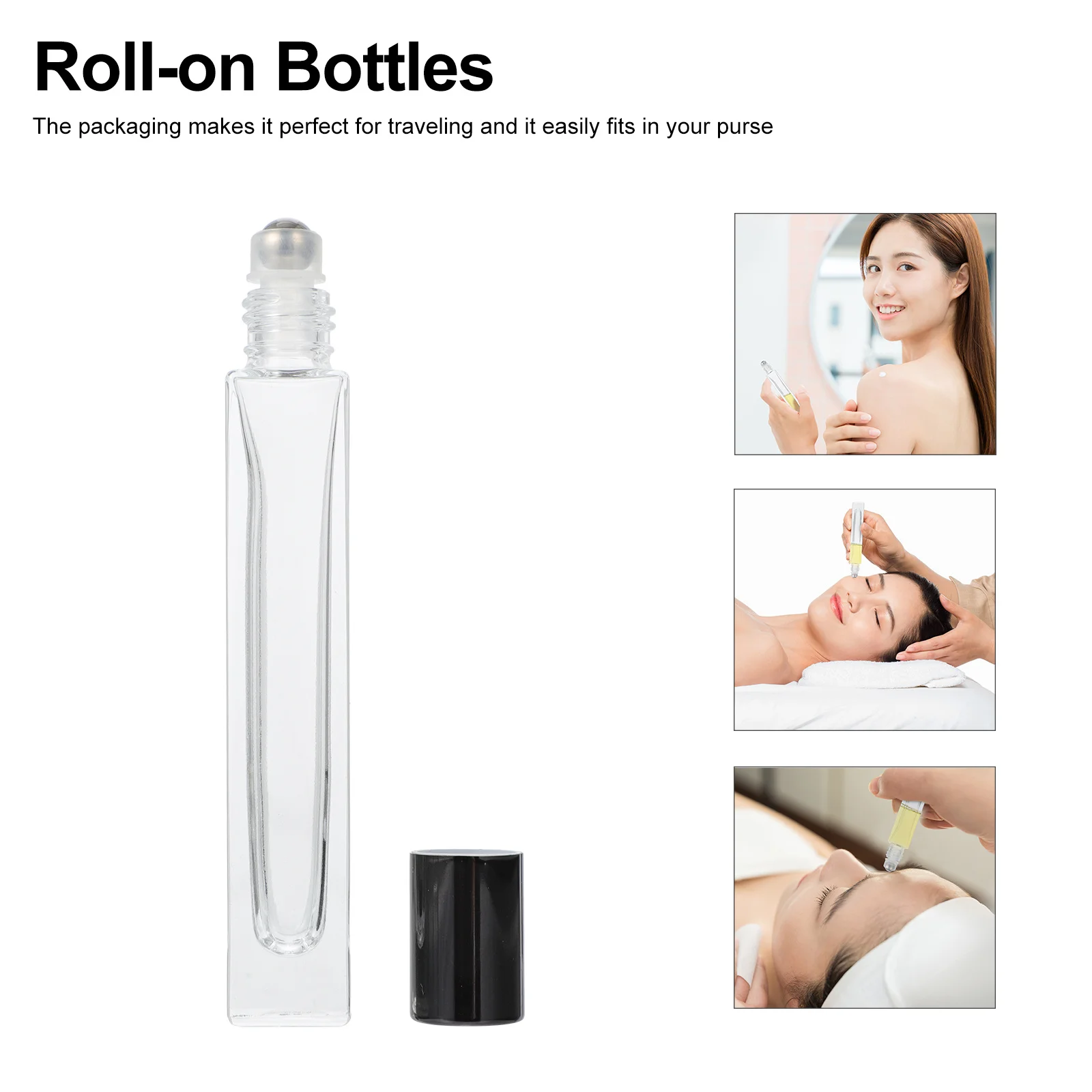 

5Pcs Leakproof Essential Oil Roller Bottles 10ml Clear Glass Roll-on Bottles for Perfume Body Oils Perfume Bottle Kit